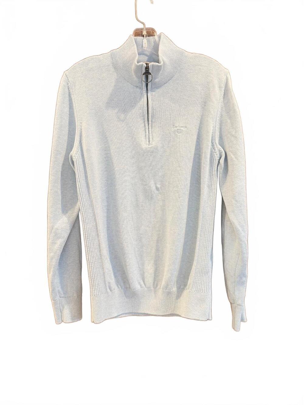 Barbour 1/4 Zip Blue Cotton Sweater
